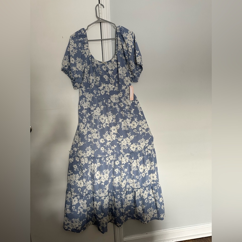 Inspired Hearts Blue and White Floral Maxi Dress
